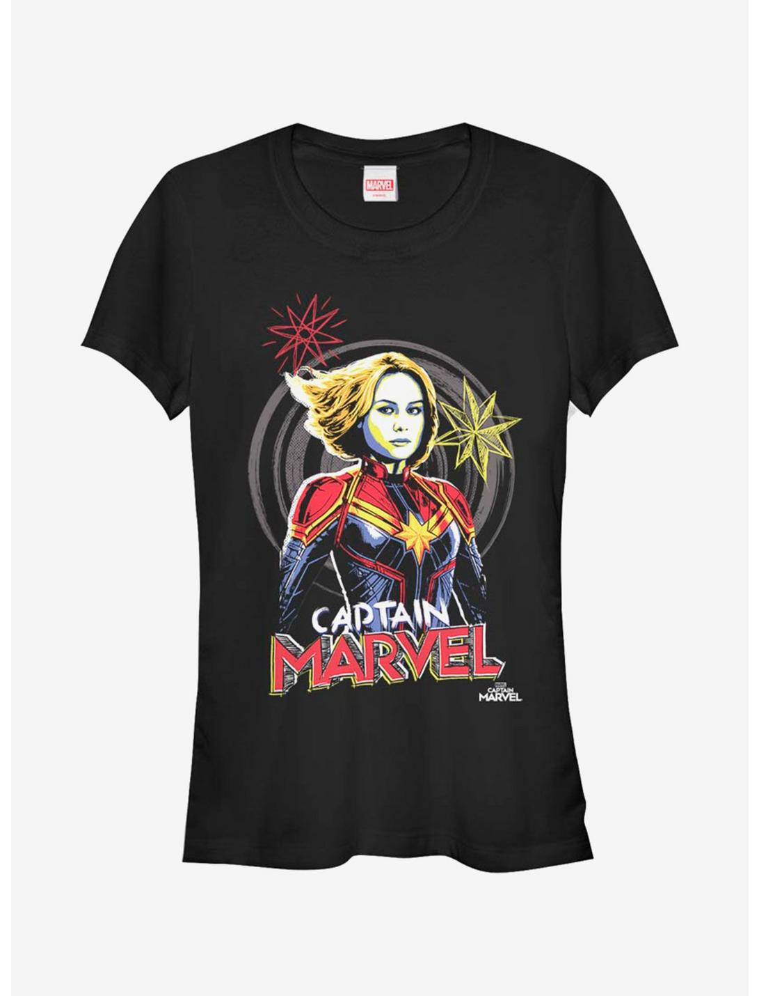 Marvel Captain Marvel Drawing Girls T-Shirt, BLACK, hi-res