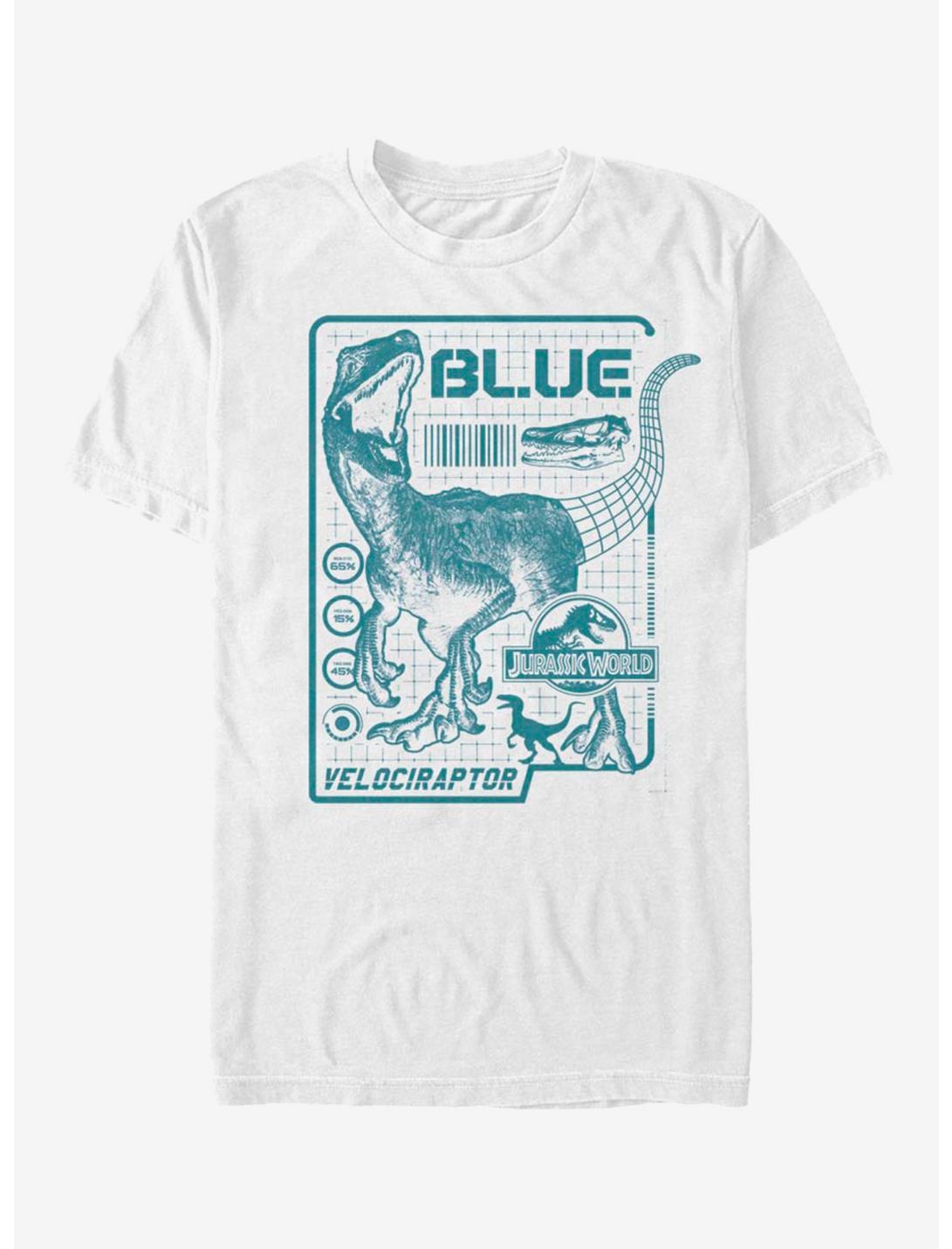 Jurassic Park Raptor Blue Print T-Shirt, WHITE, hi-res