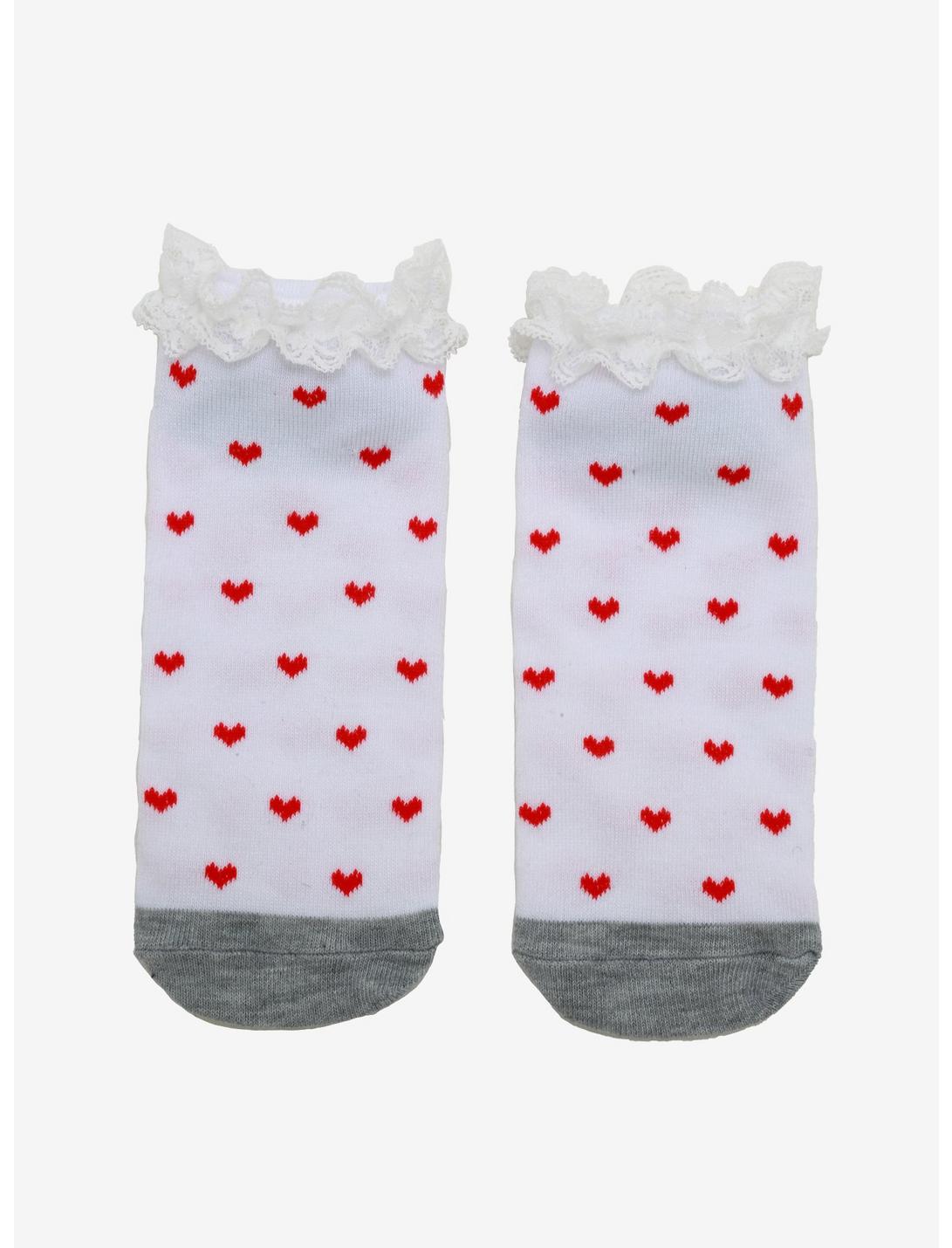 Tiny Hearts & Lace No-Show Socks, , hi-res