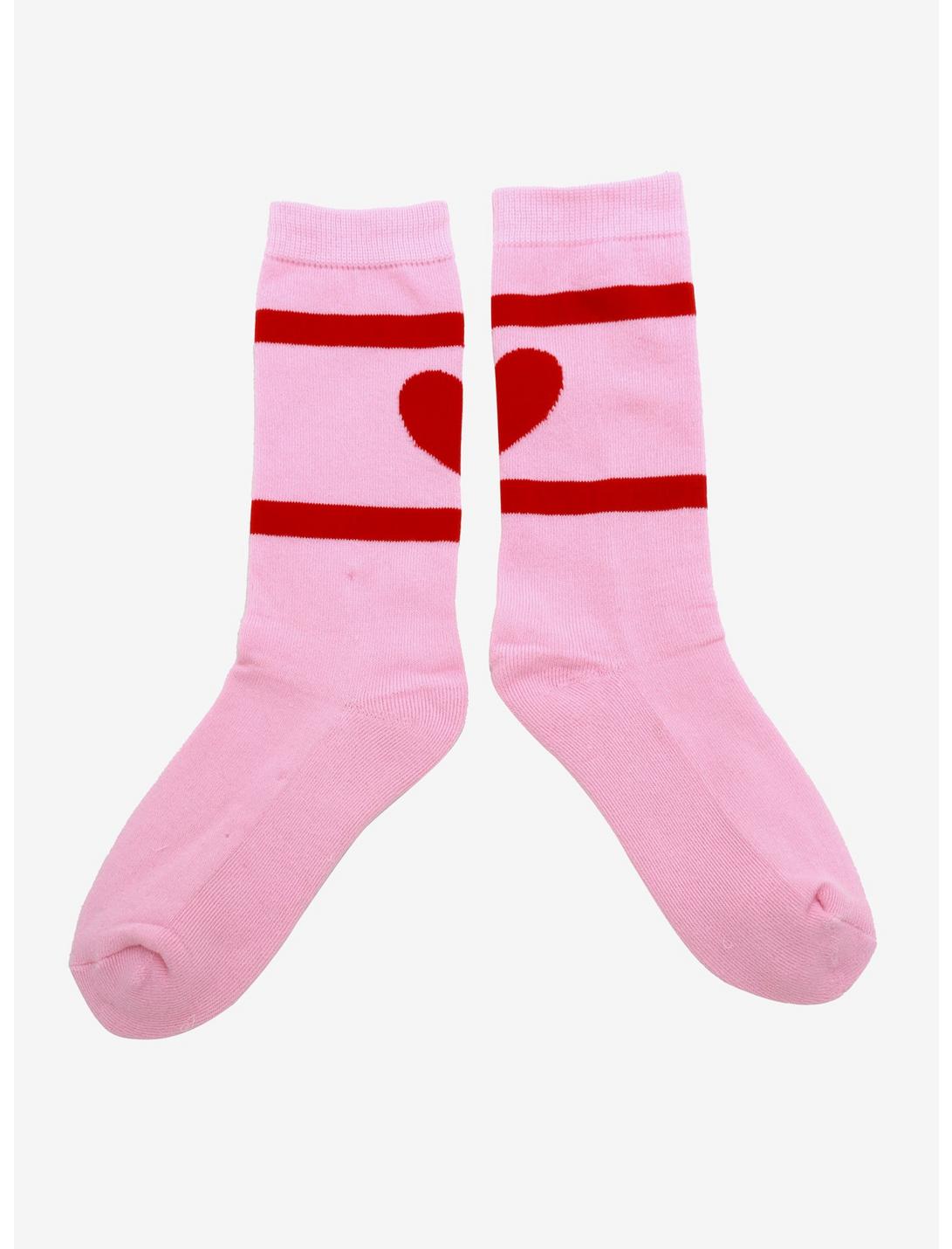Pink & Red Heart Crew Socks, , hi-res