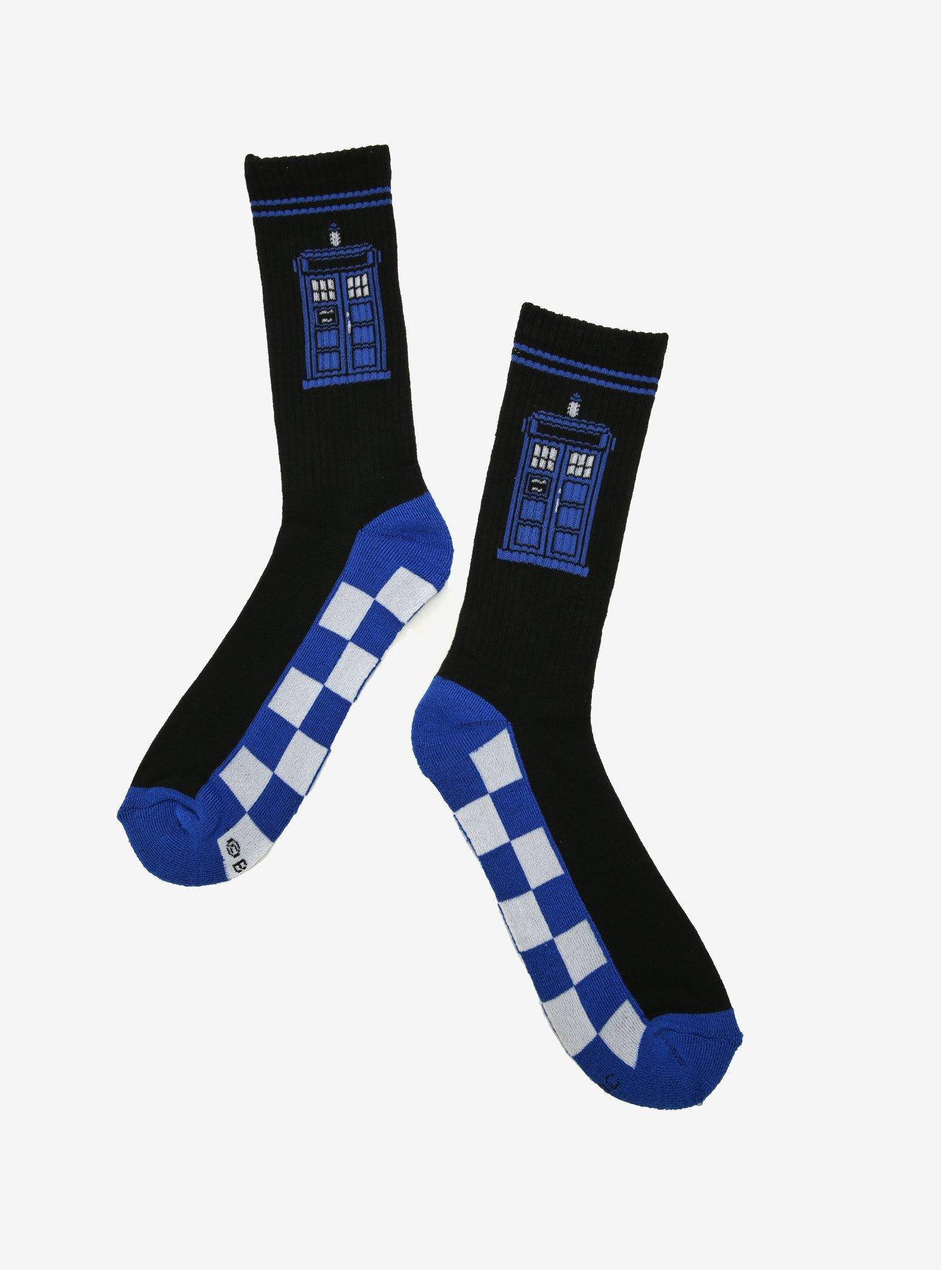 Doctor Who TARDIS & Checkered Sole Crew Socks, , hi-res