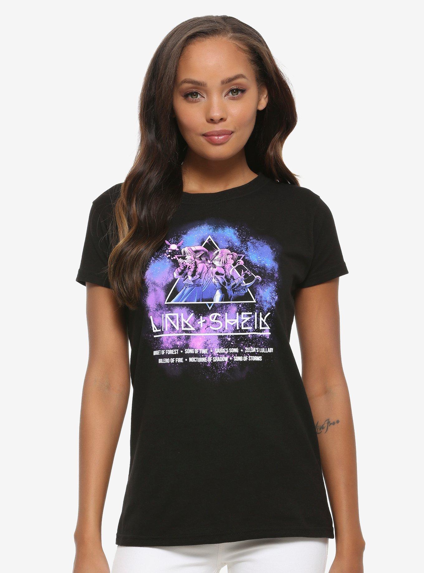 Nintendo The Legend of Zelda Link & Sheik Women's T-Shirt - BoxLunch Exclusive, BLACK, hi-res