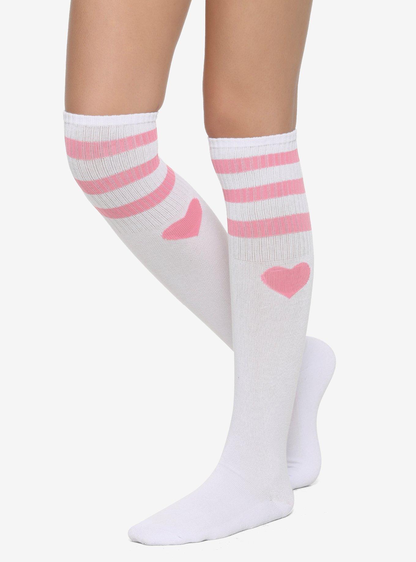 Pink Argyle Skull Over-The-Knee Socks, Hot Topic