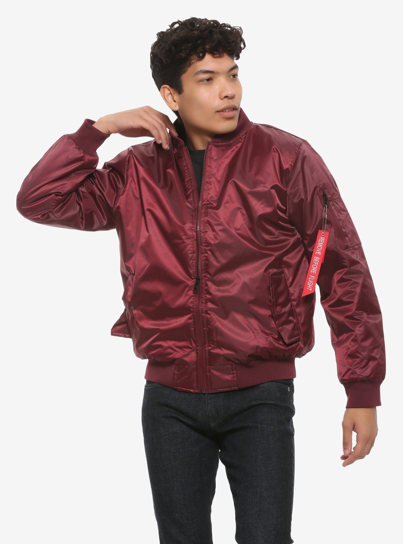 Burgundy Bomber Jacket Hot Topic