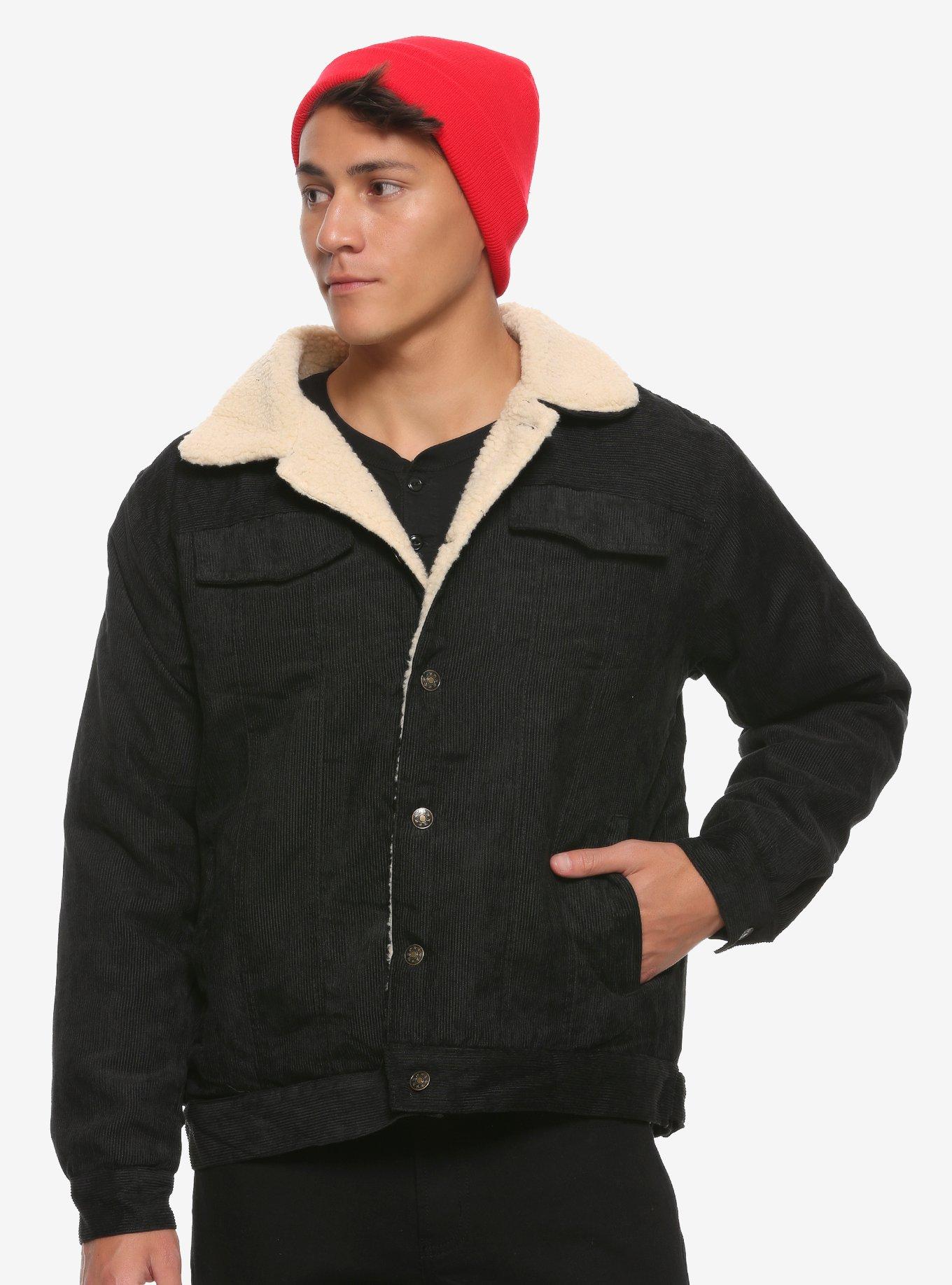 Red corduroy jacket hot sale fleece lined