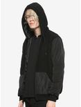 Black Sherpa Hooded Jacket, BLACK, hi-res