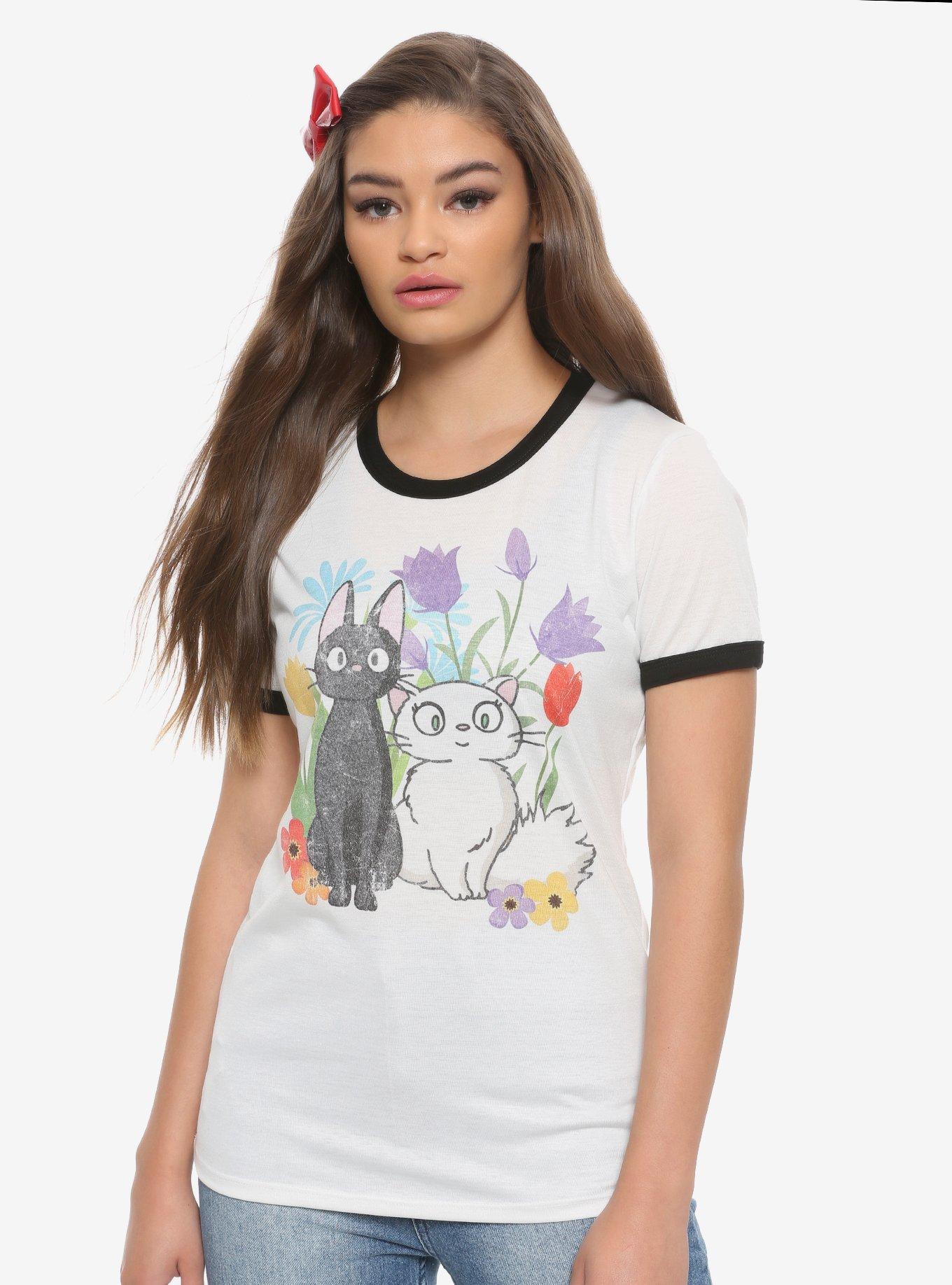 Studio Ghibli Kiki's Delivery Service Jiji & Lily Girls Ringer T-Shirt, MULTI, hi-res