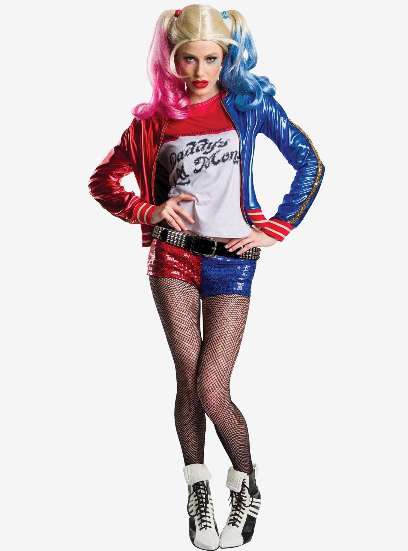 Rubie's Girls Harley Quinn Costume - DC Comics Hooded Dress With Eye Mask (Large, Multicolor)