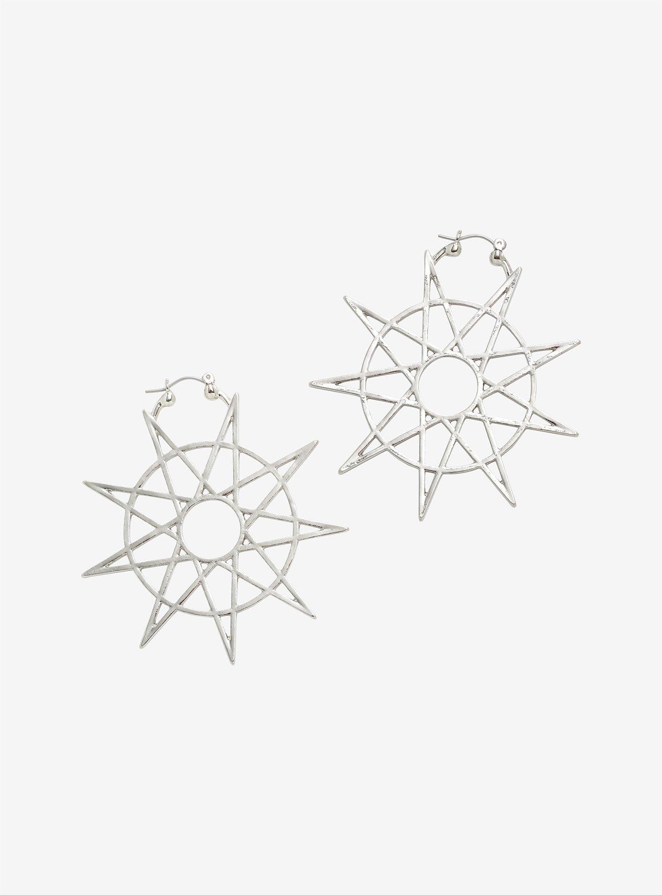 Slipknot Nonagram Hoop Earrings, , hi-res