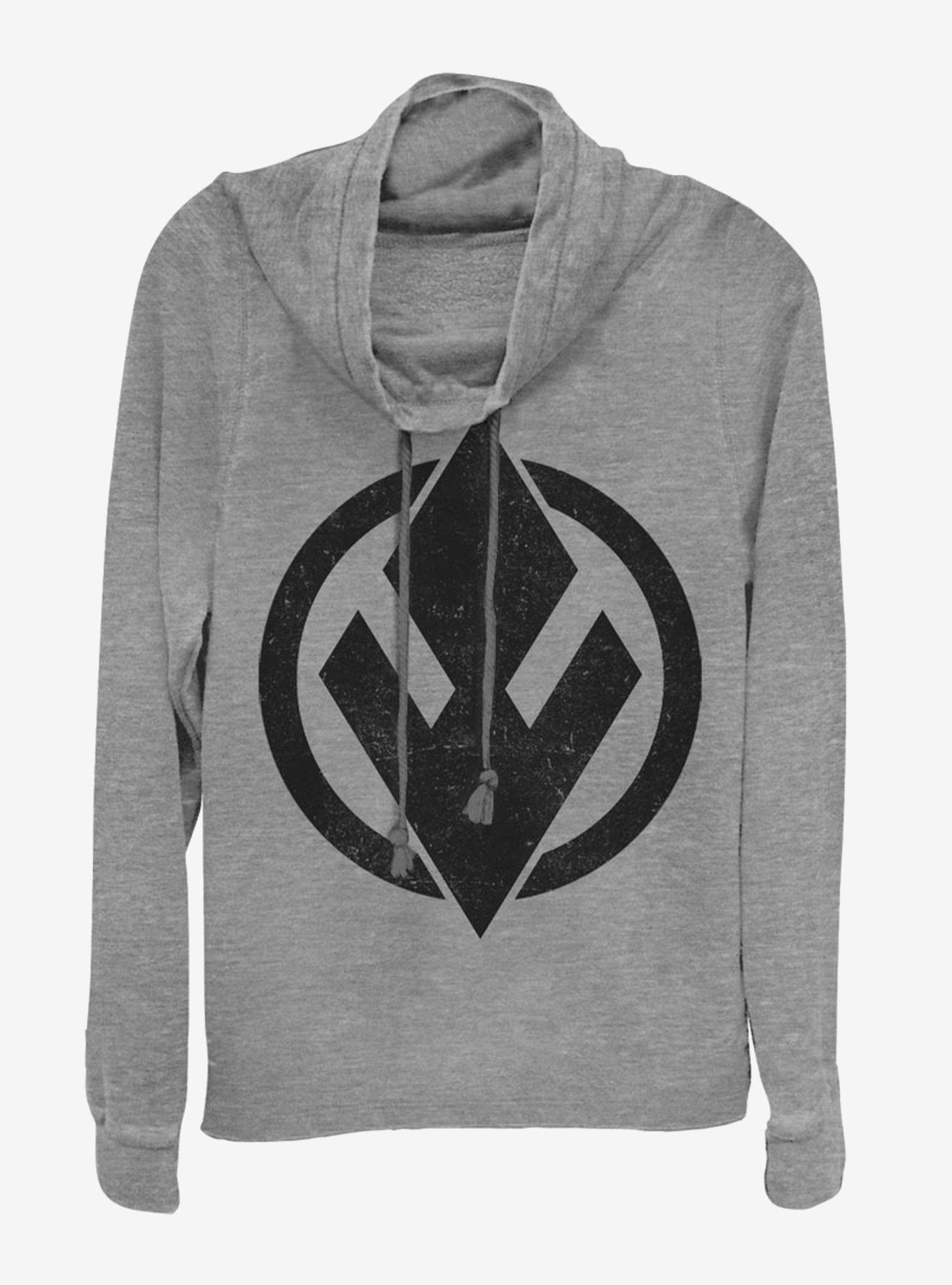 Star Wars Episode IX The Rise Of Skywalker Sith Trooper Solid Emblem Cowlneck Long-Sleeve Womens Top, GRAY HTR, hi-res