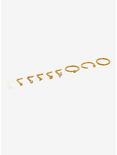 Steel Gold Shapes CZ Nose Stud & Hoop 9 Pack, GOLD, hi-res