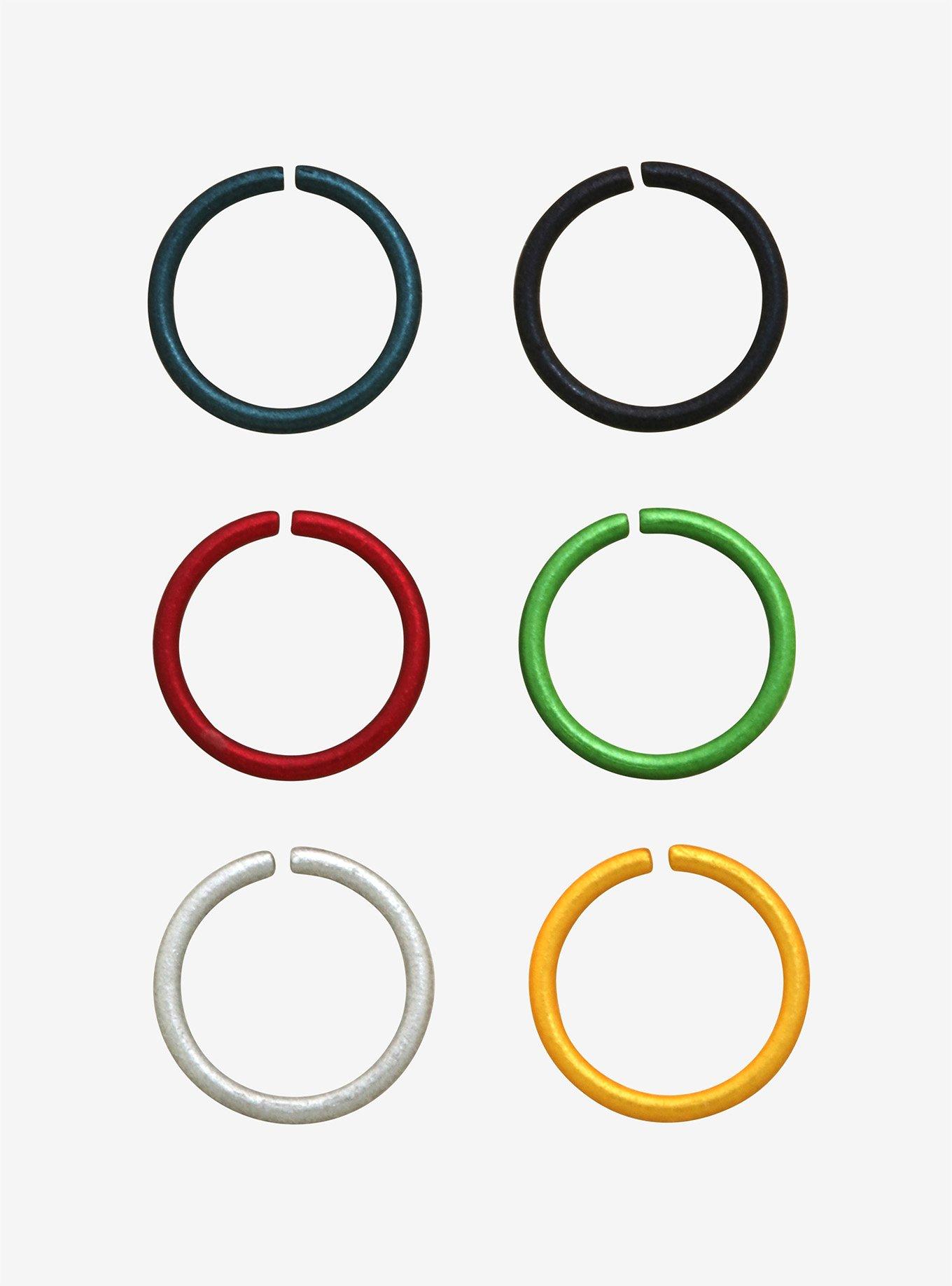 Steel Multicolor Matte Seamless Nose Hoop 6 Pack, MULTI, hi-res