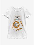 Star Wars The Force Awakens BB8 Face Youth Girls T-Shirt, WHITE, hi-res