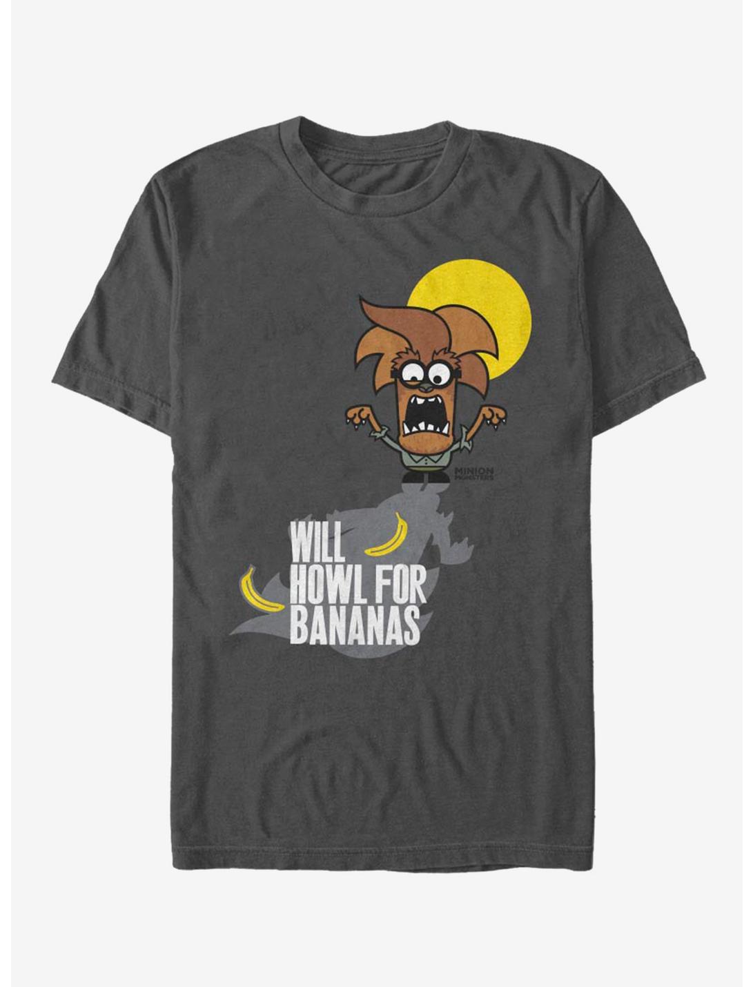 Despicable Me Minions Wolfman Howl For Bananas T-Shirt, CHARCOAL, hi-res