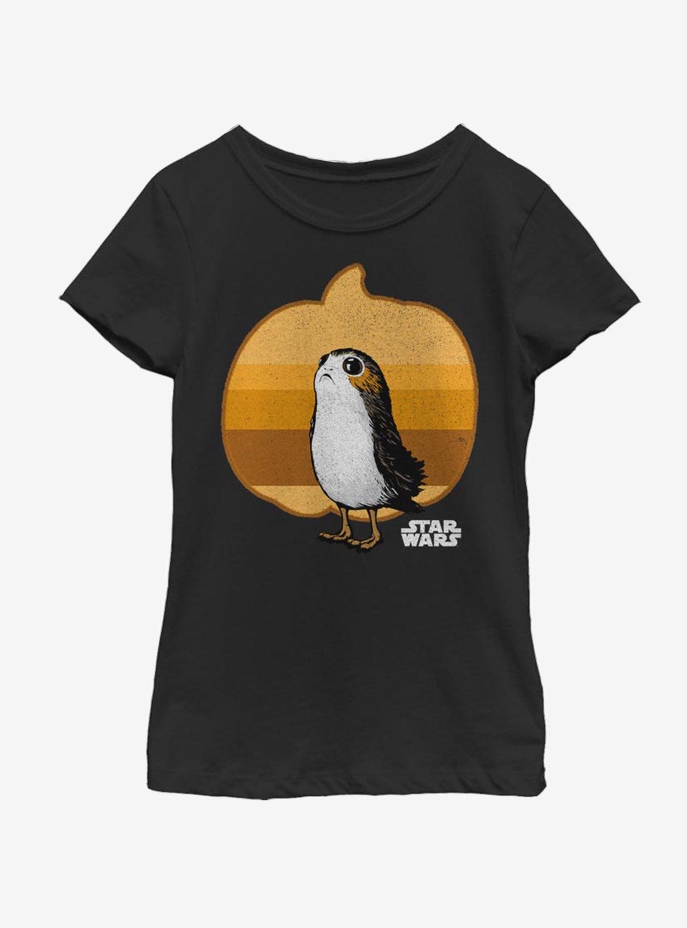 Star Wars The Last Jedi Porg Simple Pumpkin Youth Girls T-Shirt, , hi-res