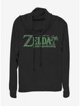 Nintendo Zelda Link's Awakening Logo Cowlneck Long-Sleeve Womens Top, BLACK, hi-res