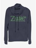 Nintendo Zelda Link's Awakening Logo Cowlneck Long-Sleeve Womens Top, NAVY, hi-res