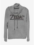 Nintendo Zelda Link's Awakening Logo Cowlneck Long-Sleeve Womens Top, GRAY HTR, hi-res