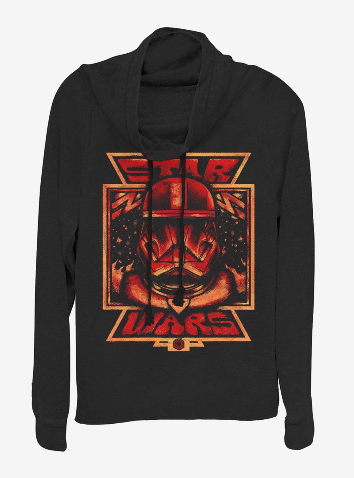 Star Wars Episode IX The Rise Of Skywalker Red Perspective Cowlneck Long-Sleeve Womens Top, BLACK, hi-res