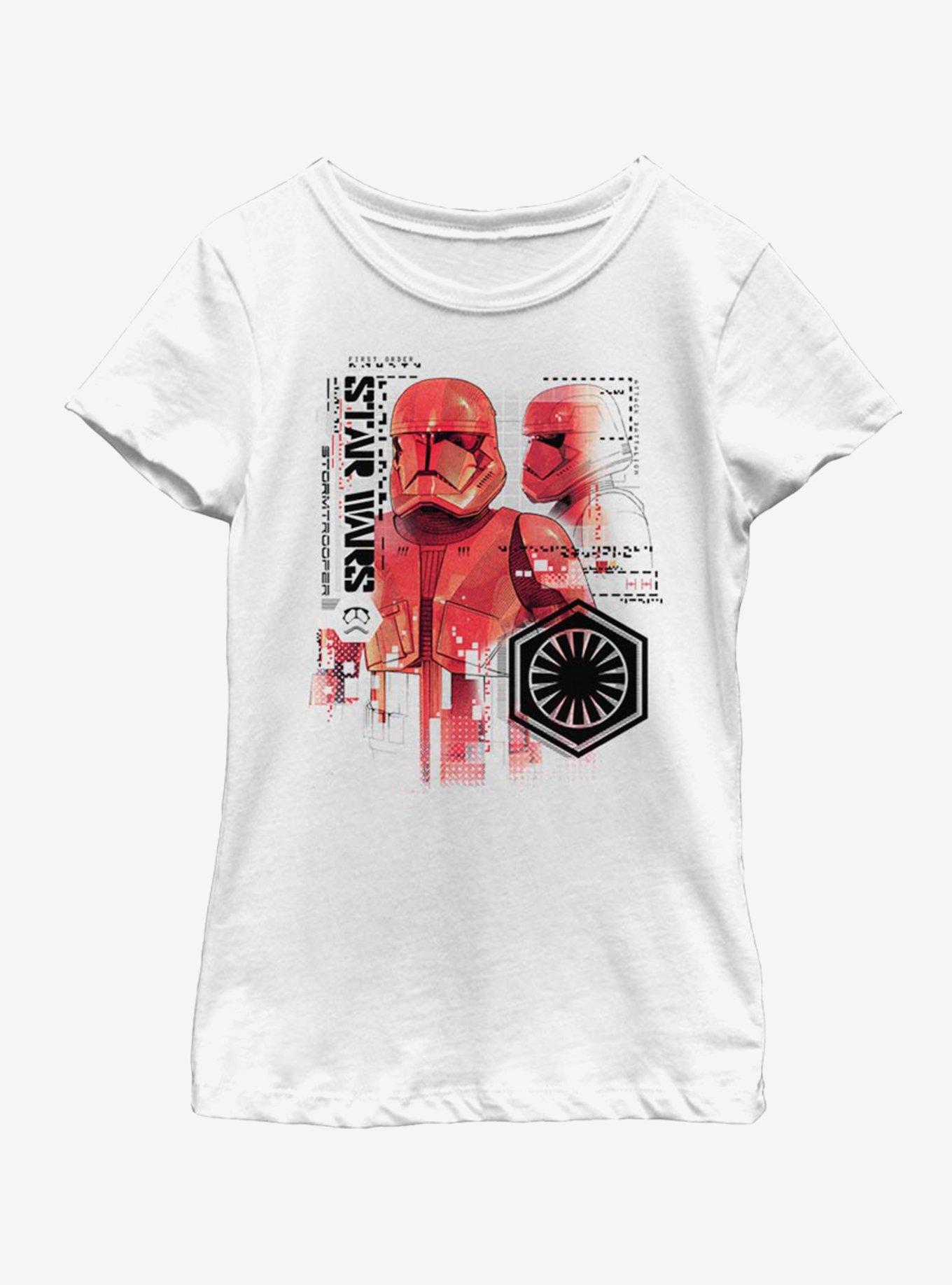 Star Wars The Rise Of Skywalker Red Trooper Schematic Youth Girls T-Shirt, WHITE, hi-res