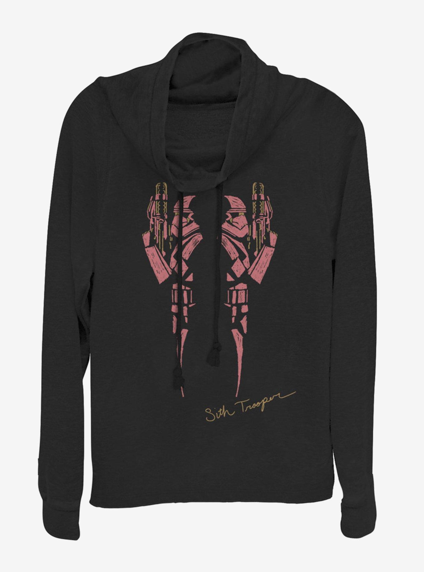 Star Wars Episode IX The Rise Of Skywalker Red Trooper Cowlneck Long-Sleeve Womens Top, BLACK, hi-res