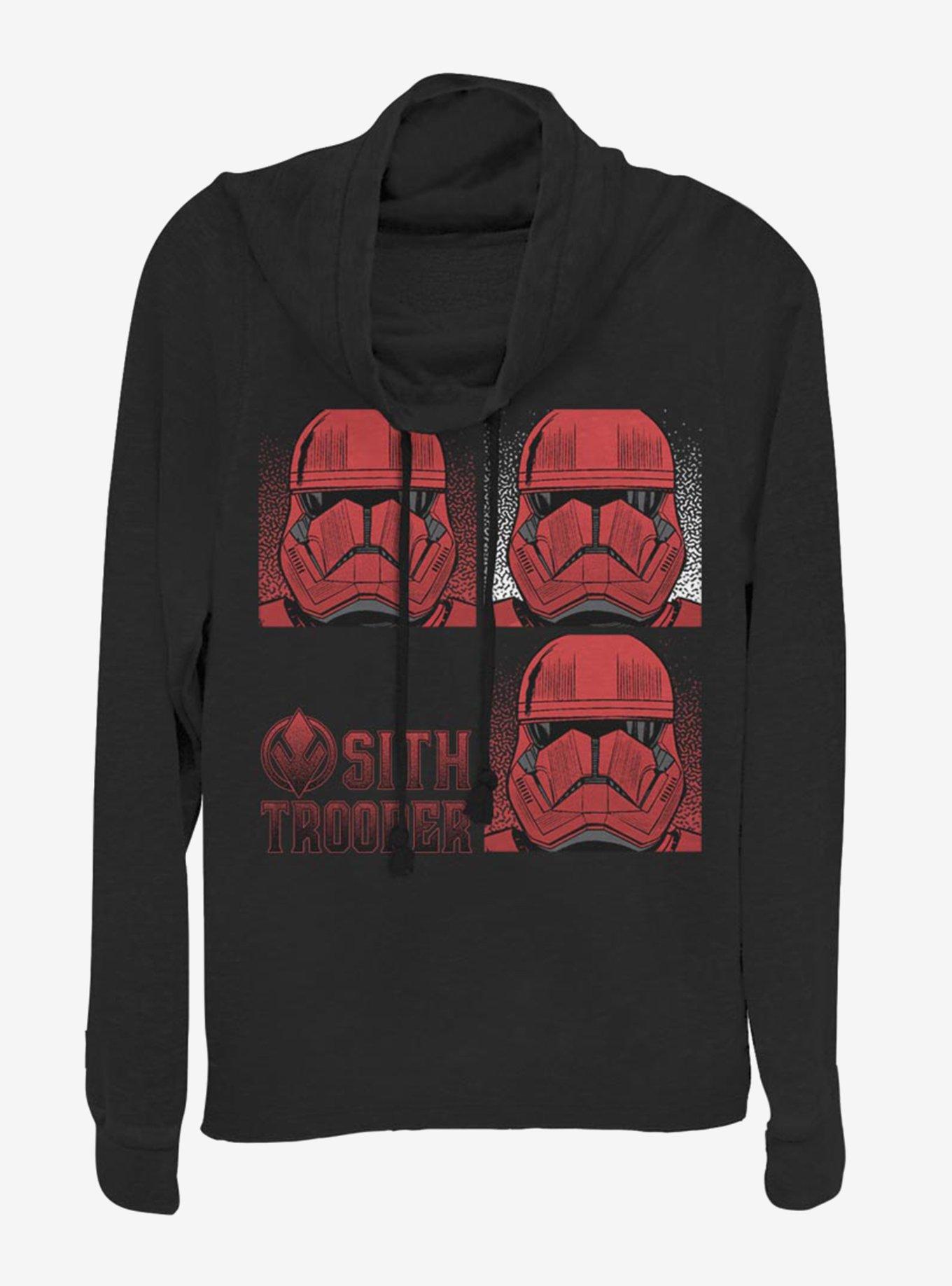 Star Wars Episode IX The Rise Of Skywalker Sith Trooper Cowlneck Long-Sleeve Womens Top, BLACK, hi-res