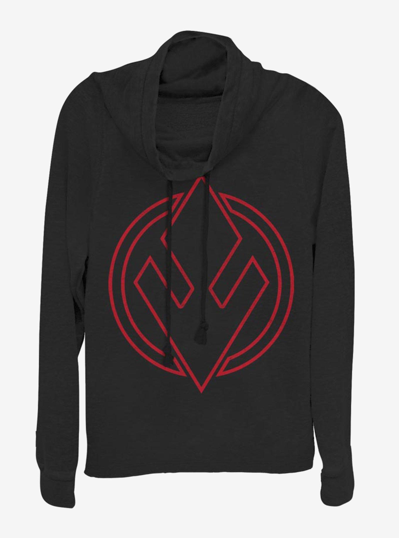 Star Wars Episode IX The Rise Of Skywalker Sith Trooper Emblem Cowlneck Long-Sleeve Womens Top, BLACK, hi-res
