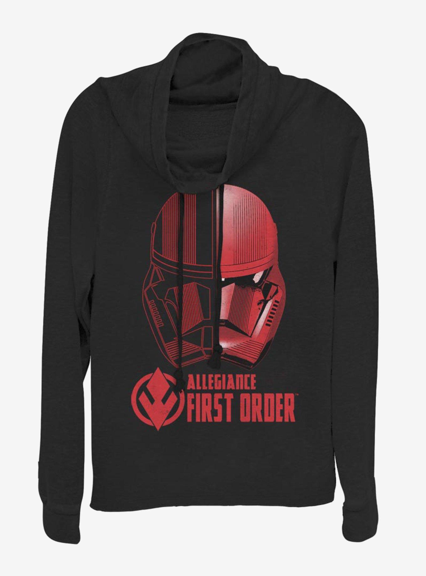 Star Wars Episode IX The Rise Of Skywalker Split Sith Trooper Cowlneck Long-Sleeve Womens Top, , hi-res