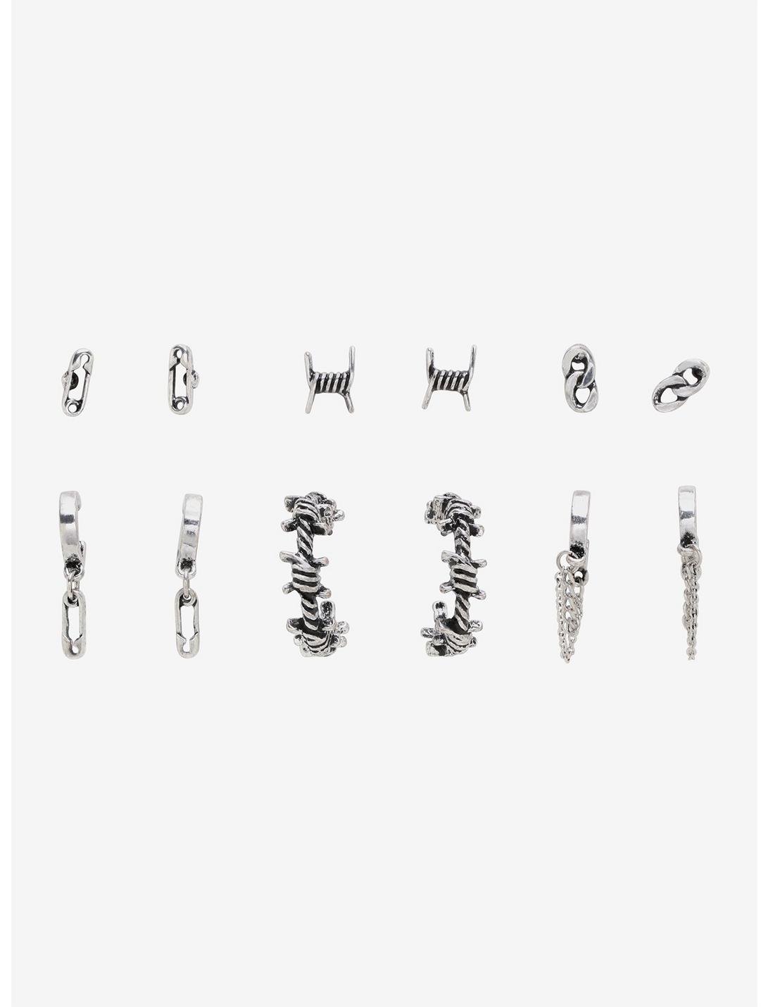 Barbed Wire Safety Pin Earring Set, , hi-res