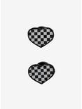 Black & White Checkered Heart Faux Plug 2 Pack, , hi-res