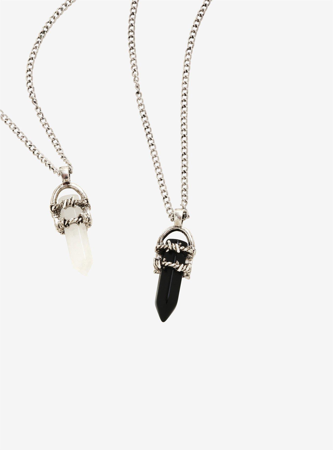 Black and deals white crystal necklace