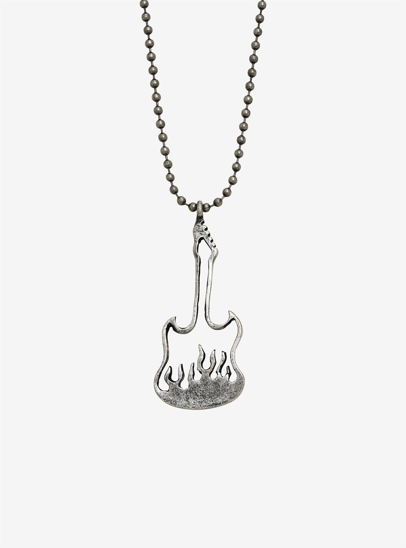 Flame Guitar Pendant Necklace, , hi-res
