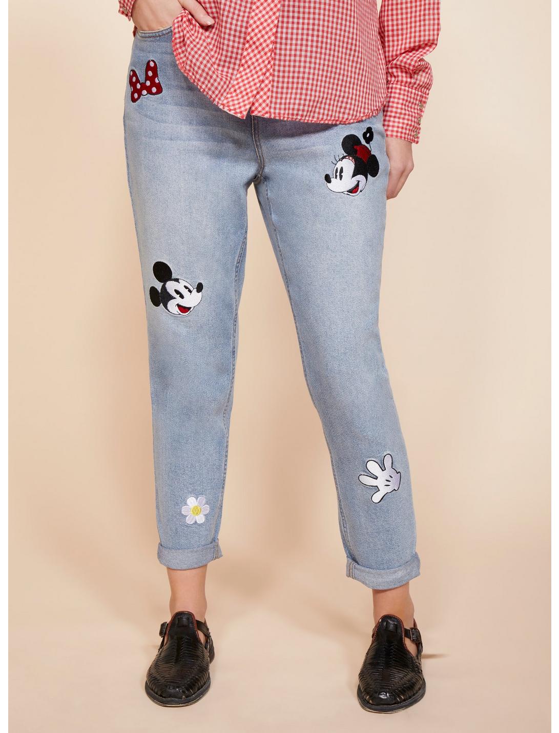 Plus Size Her Universe Disney Minnie Mouse & Mickey Mouse Embroidered Mom Jeans, MULTI, hi-res