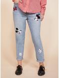 Her Universe Disney Minnie Mouse & Mickey Mouse Embroidered Mom Jeans, MULTI, hi-res
