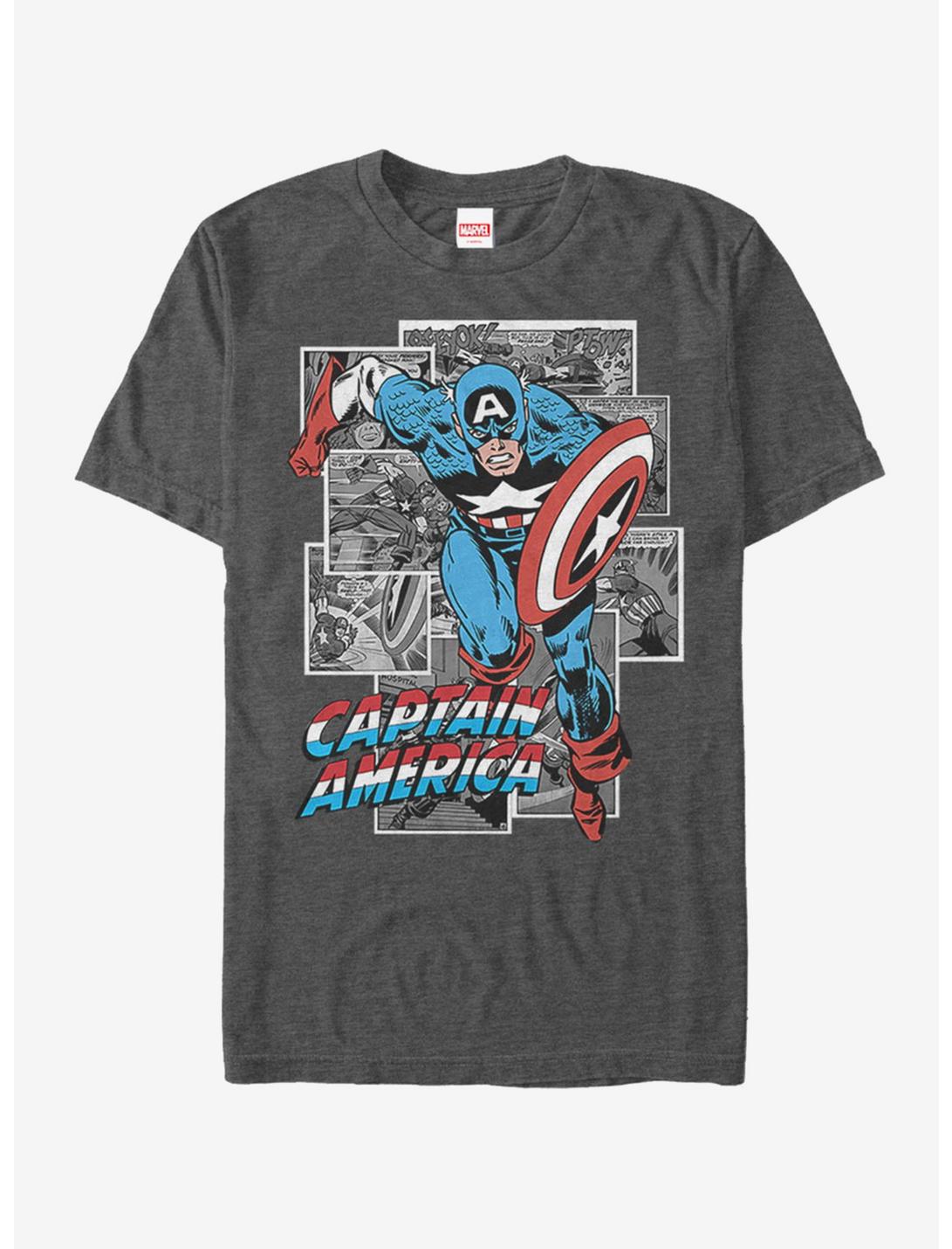 Marvel Captain America Comic Cap T-Shirt, CHAR HTR, hi-res