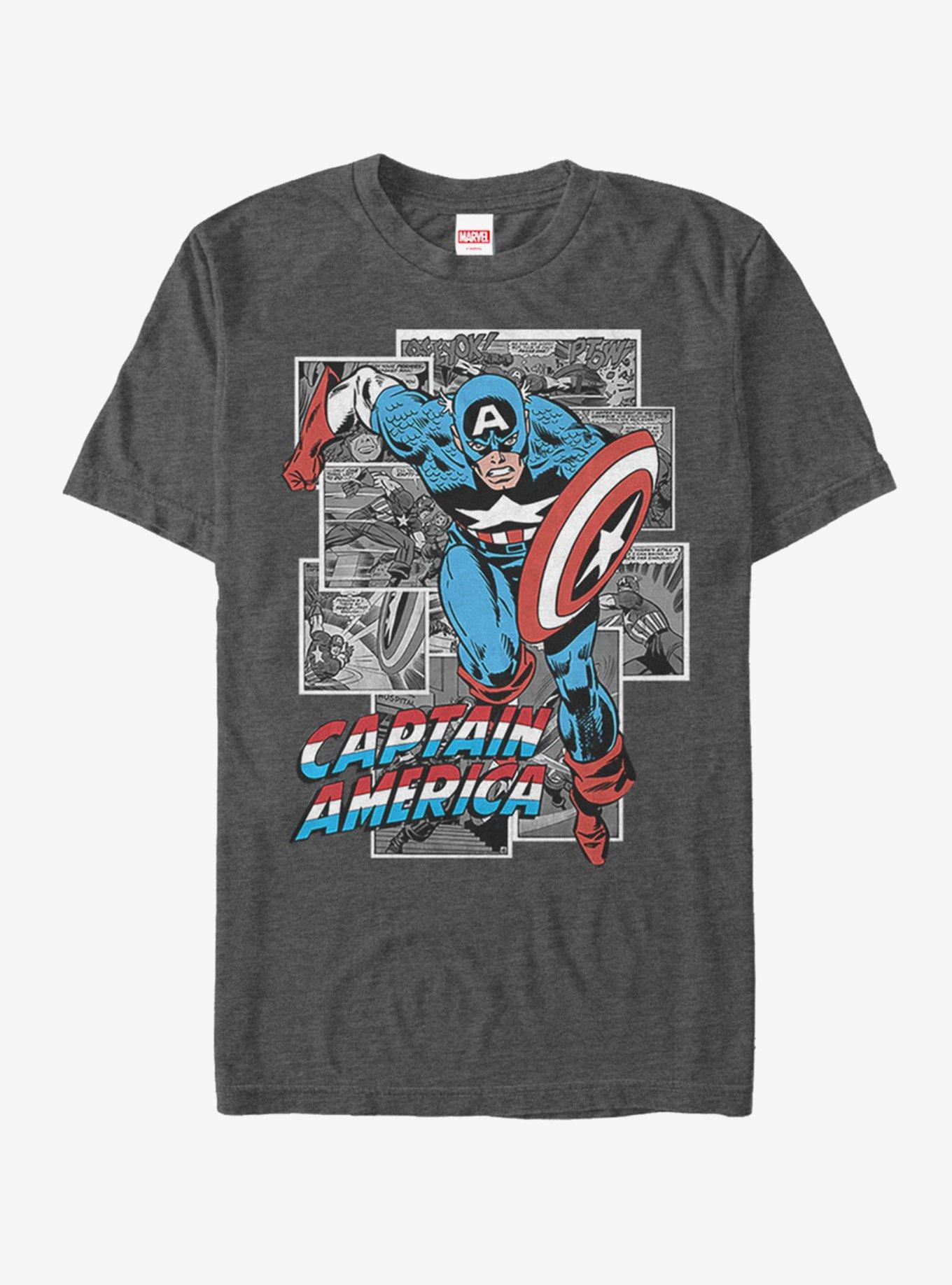 Marvel Captain America Comic Cap T-Shirt - GREY | Hot Topic