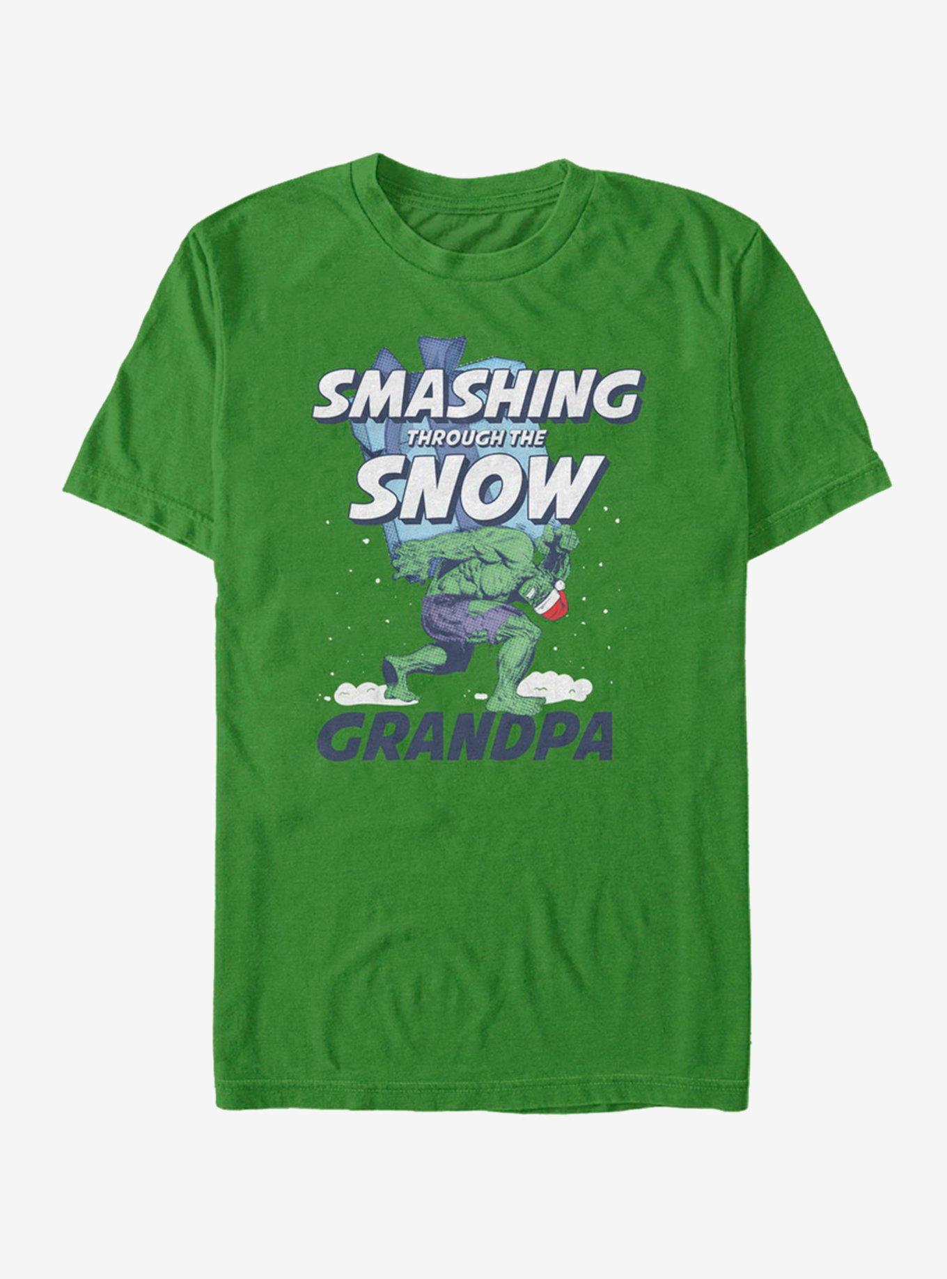 Marvel Hulk Smashing Snow Grandpa T-Shirt