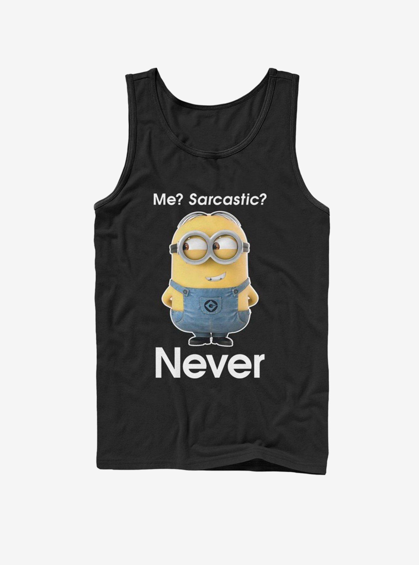 Minion Never Sarcastic Tank Top, BLACK, hi-res