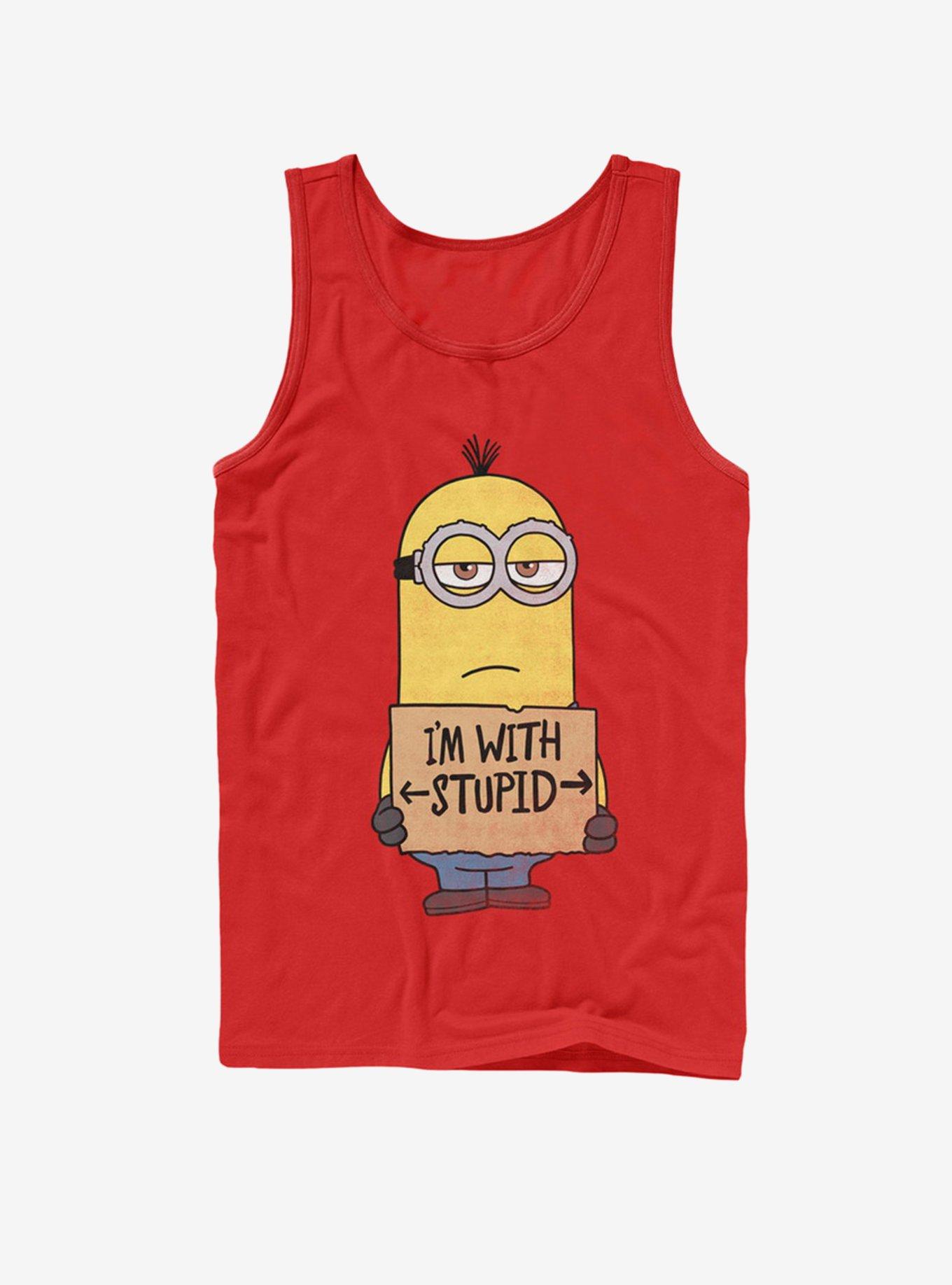 Minion Stupid Tank Top, RED, hi-res