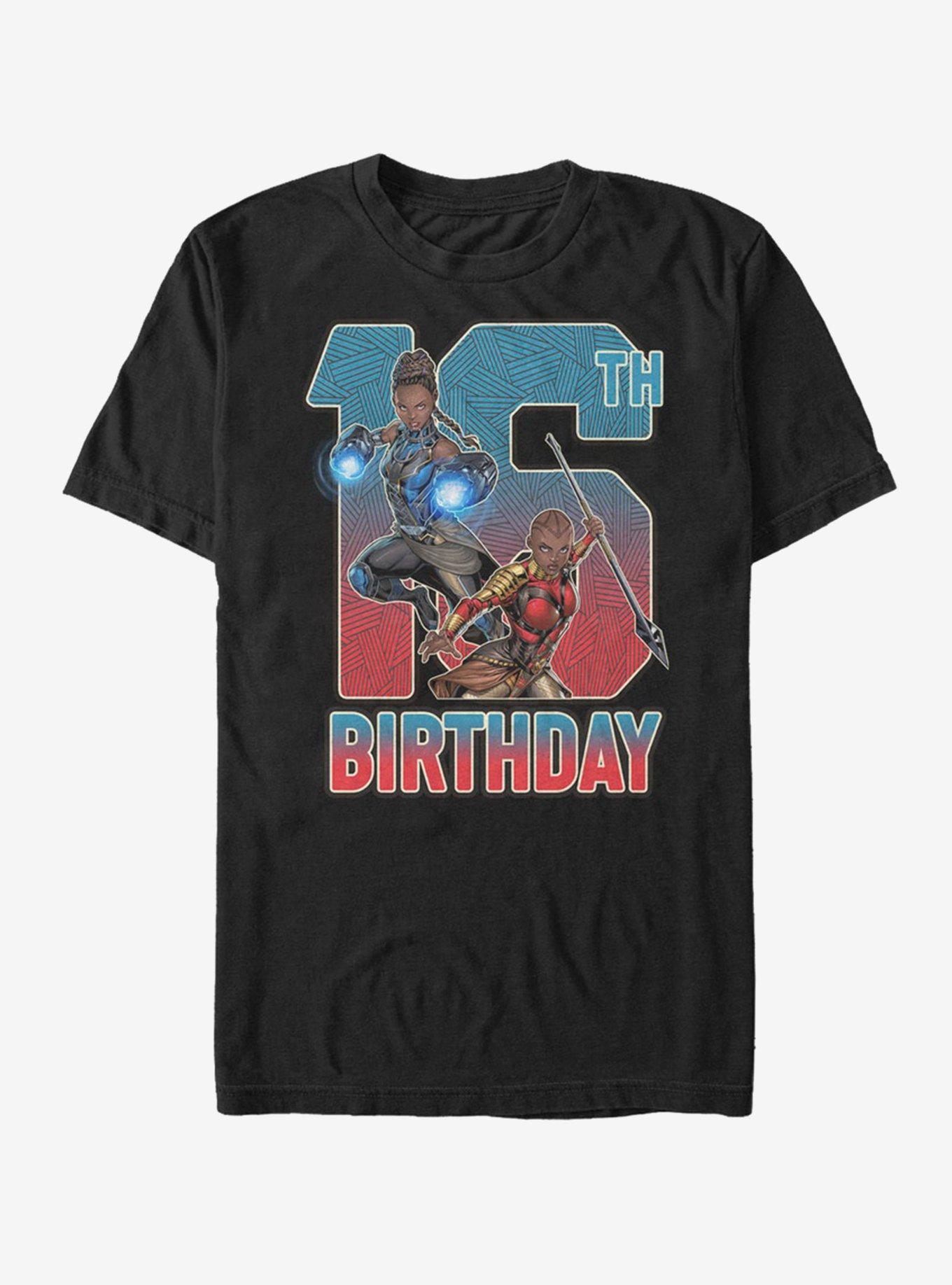 Marvel Black Panther Shuri Okoye 16th Birthday T-Shirt, BLACK, hi-res
