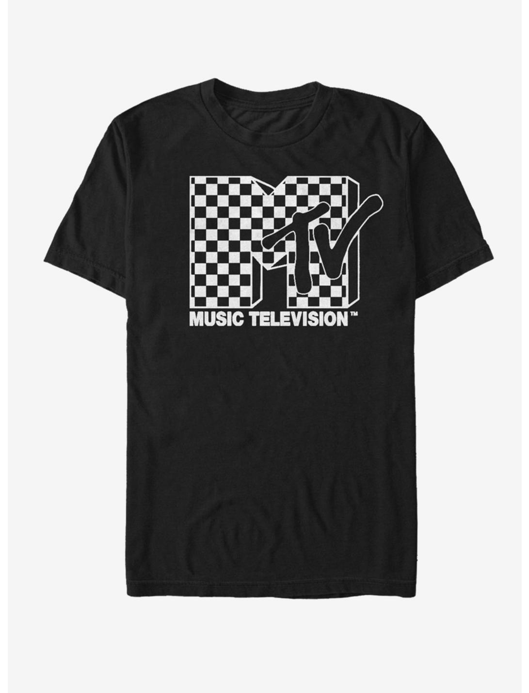 MTV Bright Checkered Logo T-Shirt, BLACK, hi-res