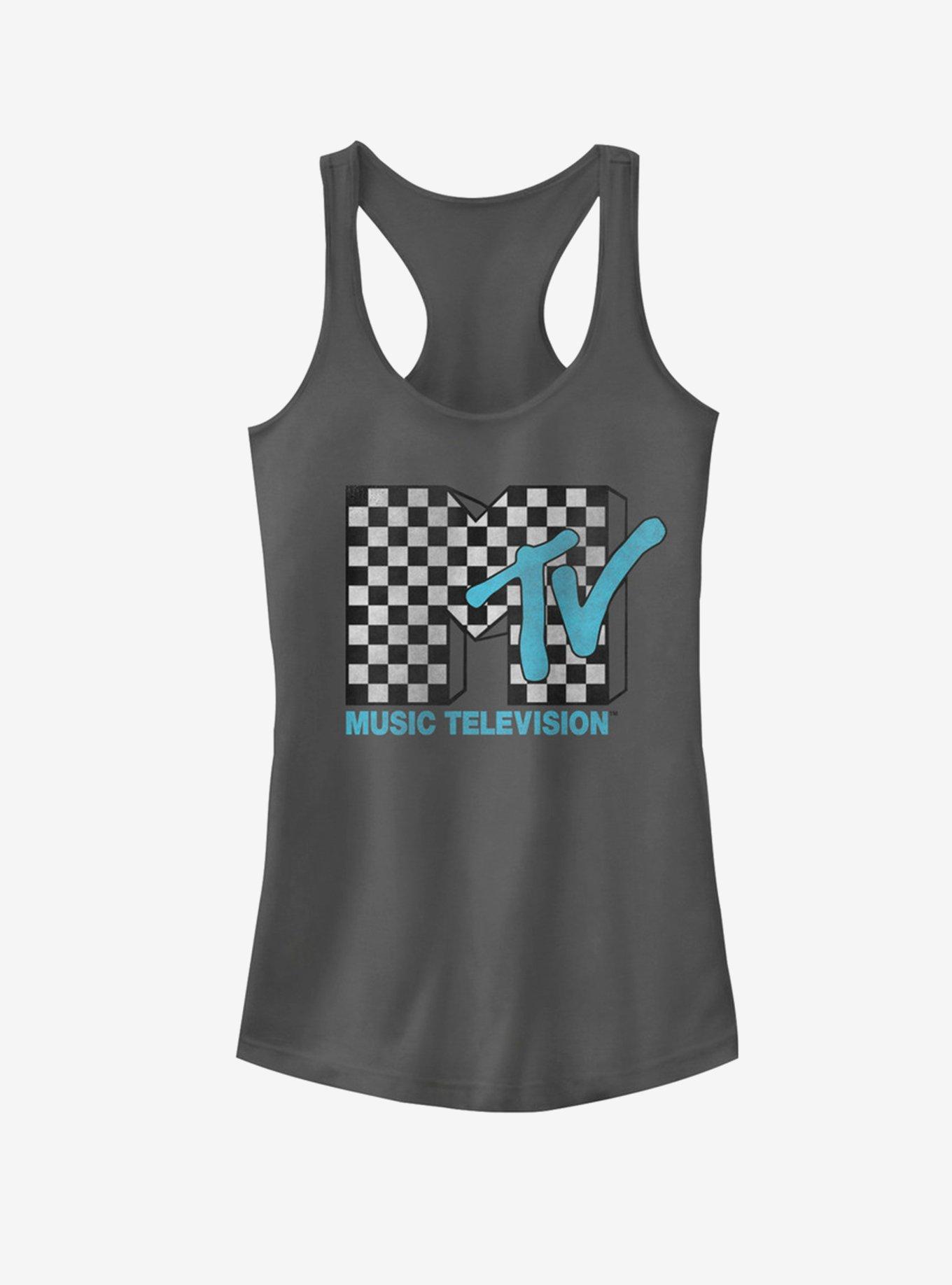 MTV Checkered Girls Tank, CHARCOAL, hi-res