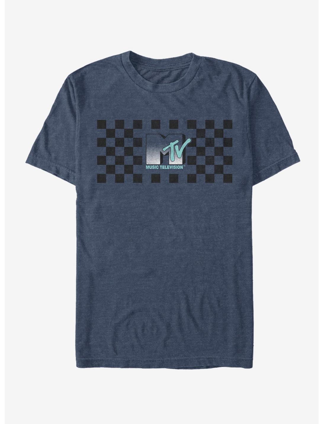 MTV Checkered T-Shirt, NAVY HTR, hi-res