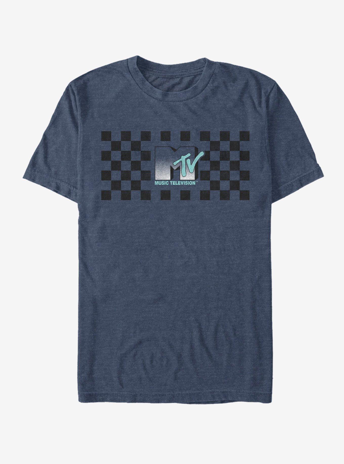 MTV Checkered T-Shirt, NAVY HTR, hi-res