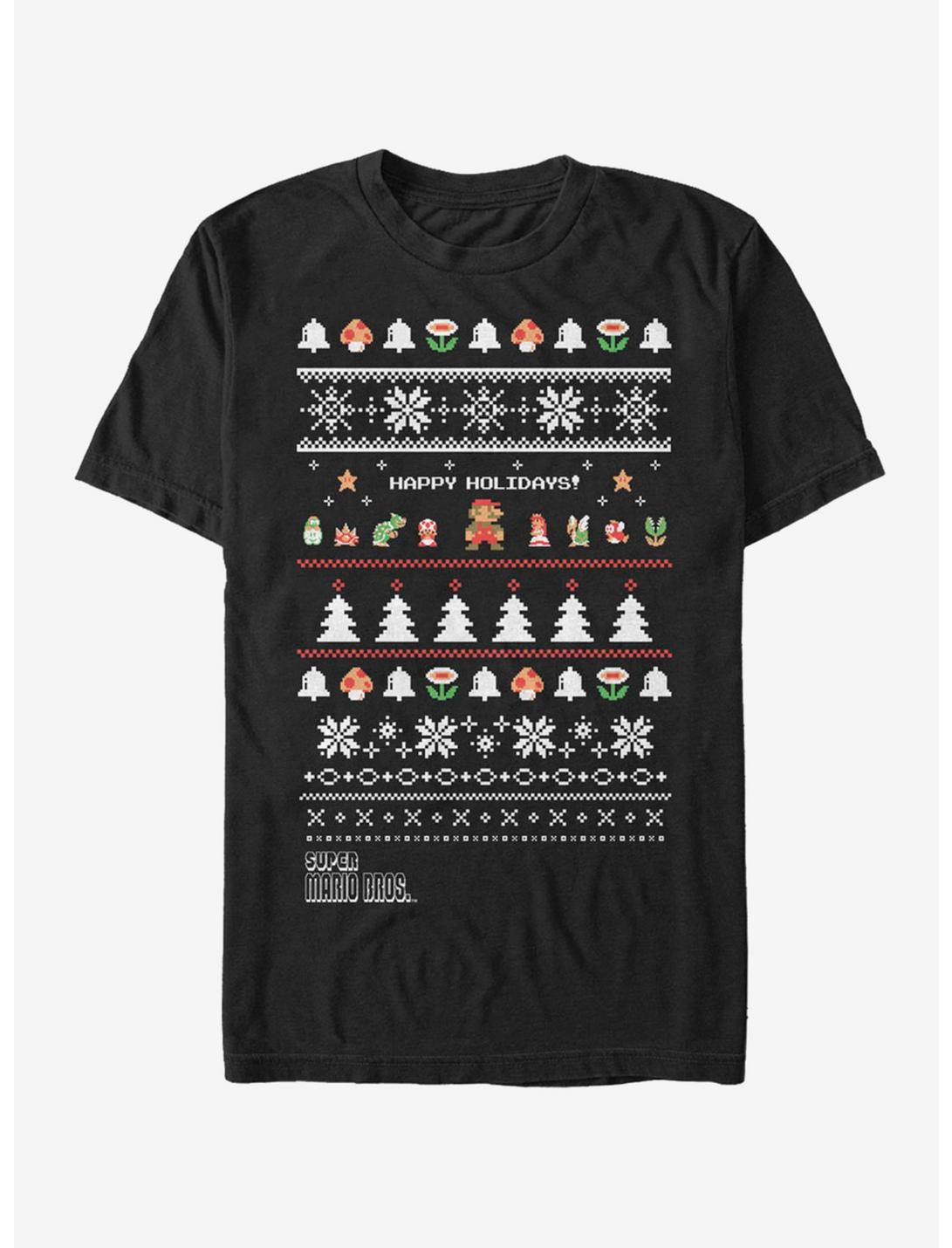Nintendo Characters Holiday T-Shirt, BLACK, hi-res