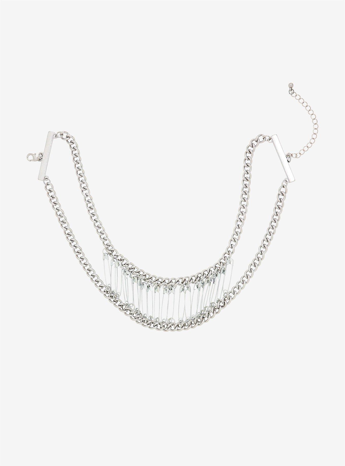 Safety Pin Chain Choker, , hi-res