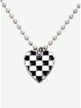 Checkered Heart Ball Chain Choker, , hi-res