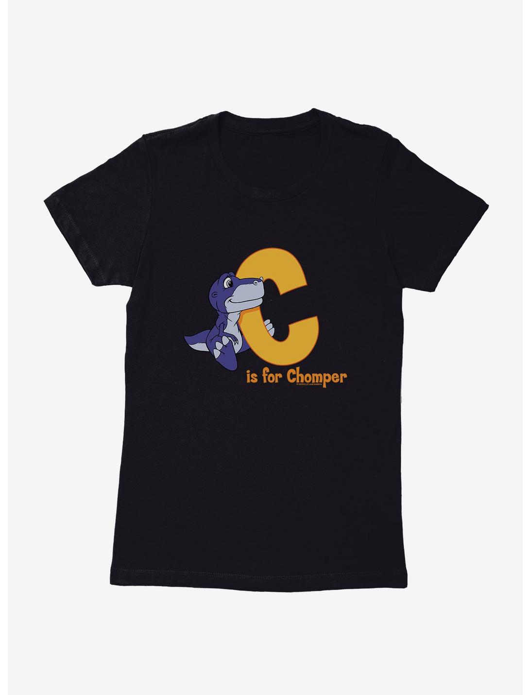 The Land Before Time C Is For Chomper Alphabet Womens T-Shirt, BLACK, hi-res