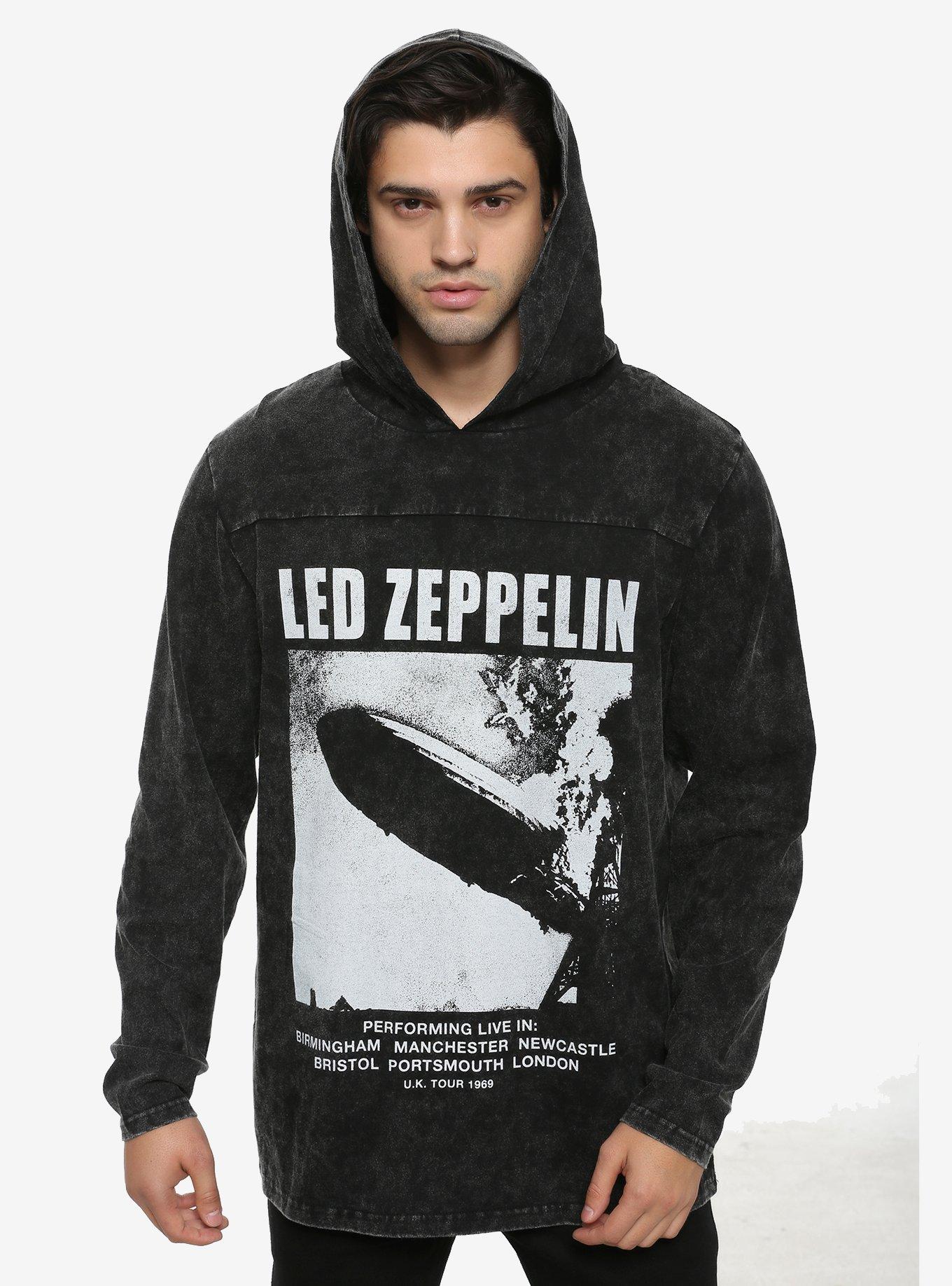 Led Zeppelin 1969 Tour Washed Hooded Long-Sleeve T-Shirt, GREY, hi-res