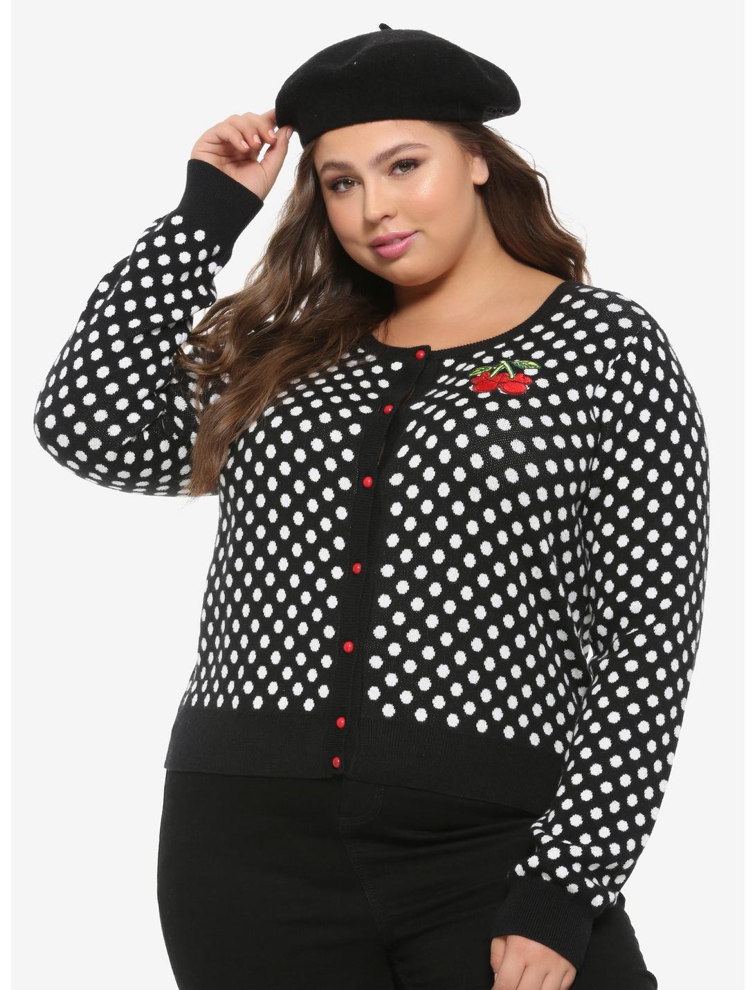 Her Universe Disney Minnie Mouse Polka Dots & Cherries Girls Cardigan Plus Size, RED, hi-res